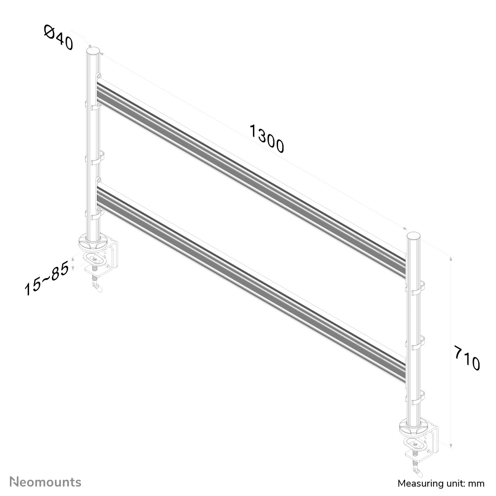 Neomounts FPMA-DTB200 Carril para soporte de sobremesa multi pantalla 10-24"